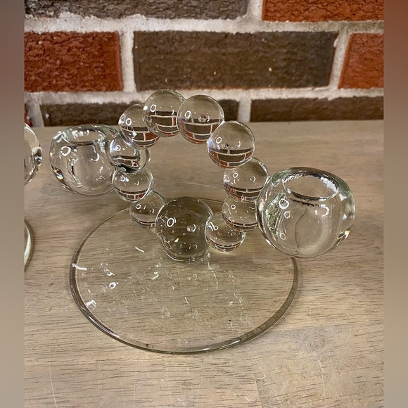 Vintage Pair Clear Bubble Glass Candlestick Holders‎ Imperial Candlewick 1940s - Picture 3 of 8
